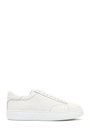 Men's White Lace-Up Thick-Soled Leather Sneaker | Derimod