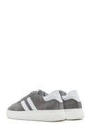Women's Grey Lace-Up Chunky Sole Suede Leather Sneakers | Derimod