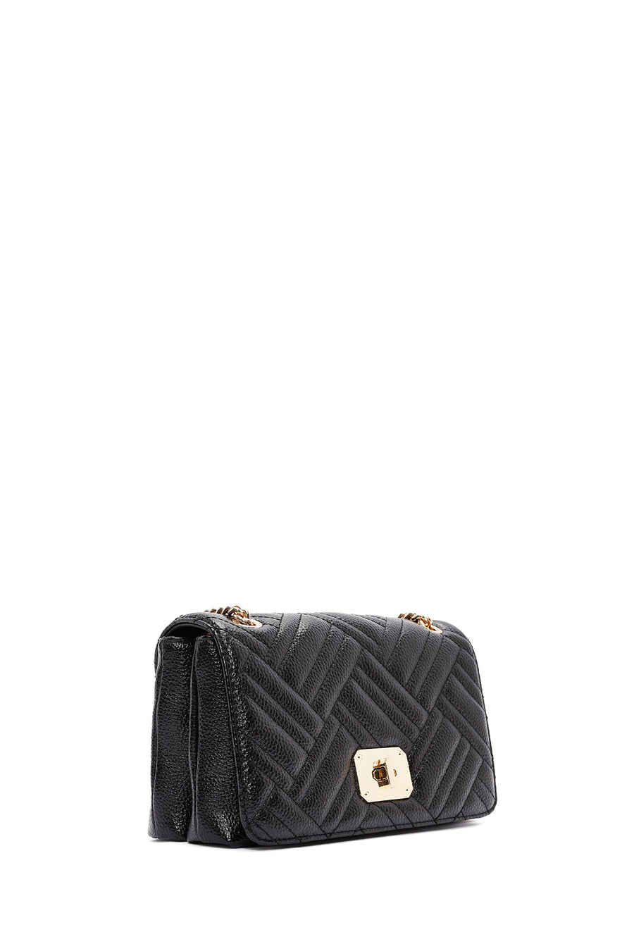 Women's Black Long Chain Strap Quilted Shoulder Bag