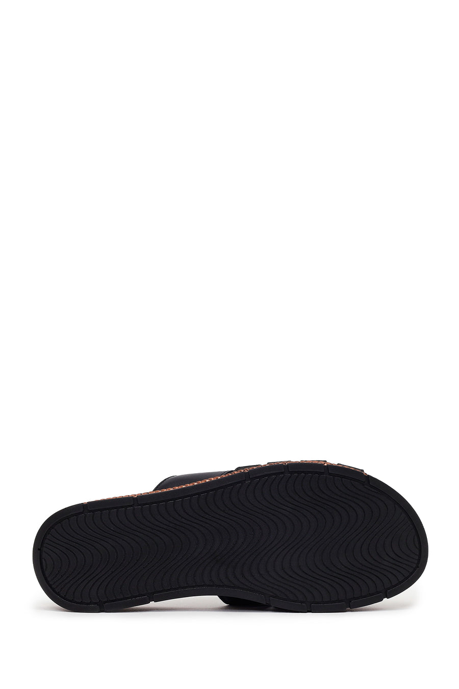 Woman Black Leather Comfort Slipper