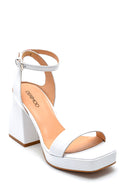 Women's Platform Heeled Leather Sandals | Derimod