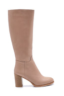 Women's Leather Zippered Heeled Boots | Derimod