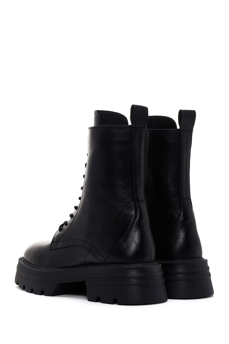 Women's Black Zippered Leather Boots