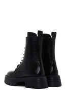 Women's Black Zippered Leather Boots | Derimod