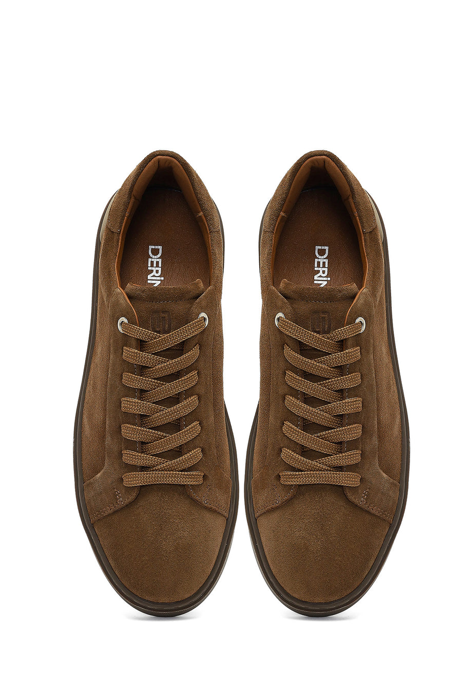 Erkek Taba Bağcıklı Deri Sneaker
