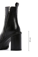 Women's Black Leather Zippered Platform Heeled Boots | Derimod