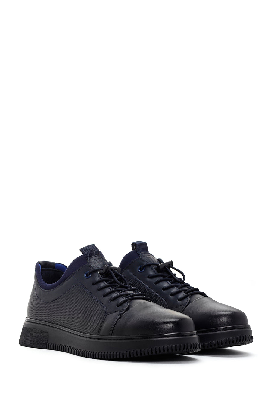 Men's Navy Blue Lace-Up Leather Sneaker