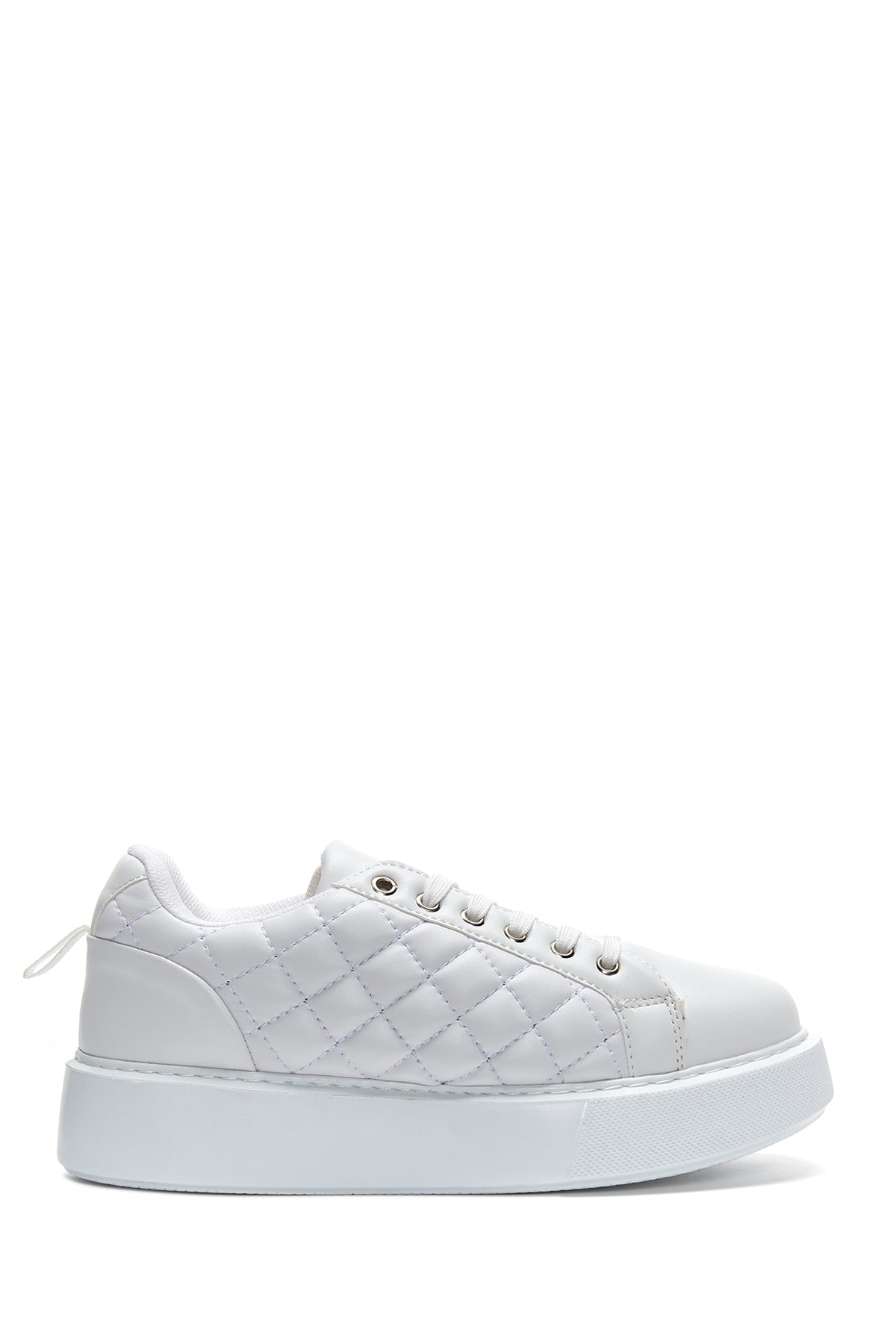 Women's White Thick Sole Quilted Sneaker 23SFE1452KP | Derimod