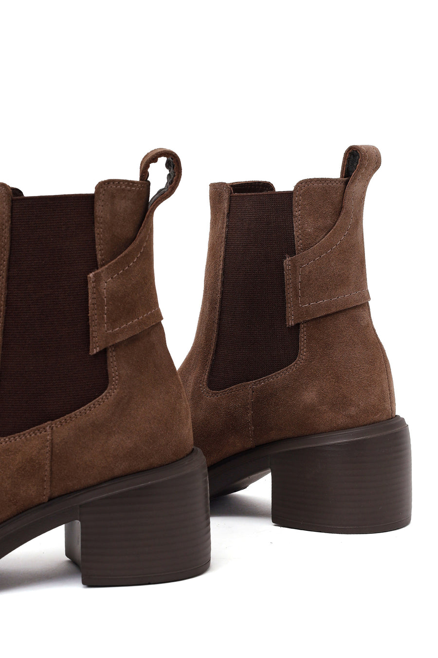 Woman Mink Thick-Heeled Suede Chelsea Boots