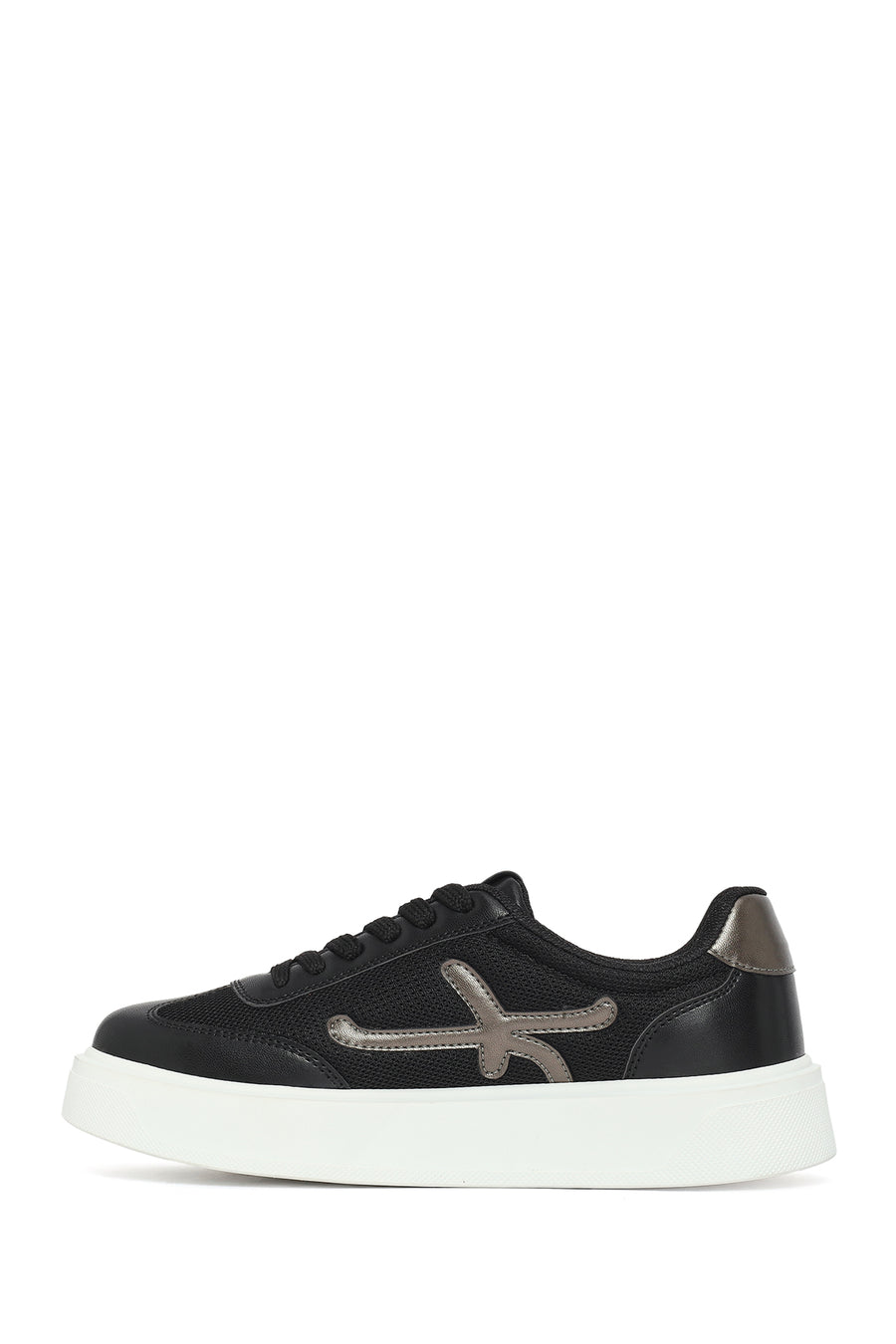 Woman Black Lace-Up Sneakers