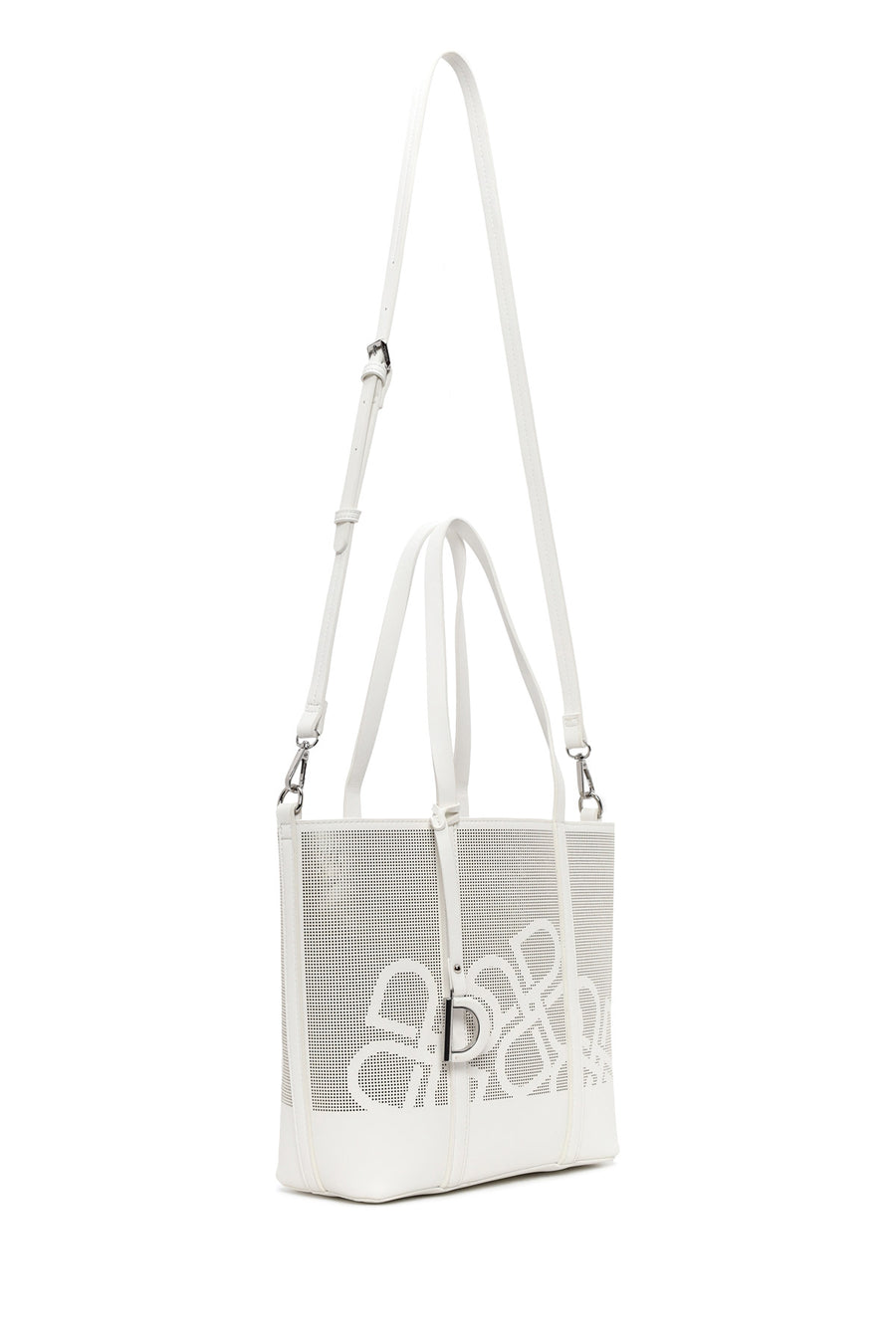 Woman Cream Long-Strap Printed Shoulder Bag