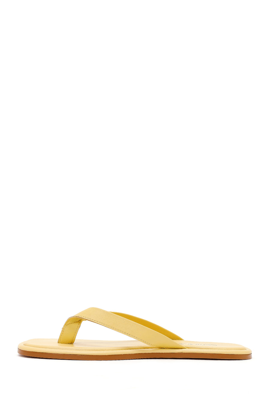 Woman Yellow Leather Toe-Post Slippers