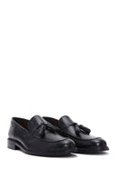 Men's Black Leather Tasseled Classic Loafer | Derimod