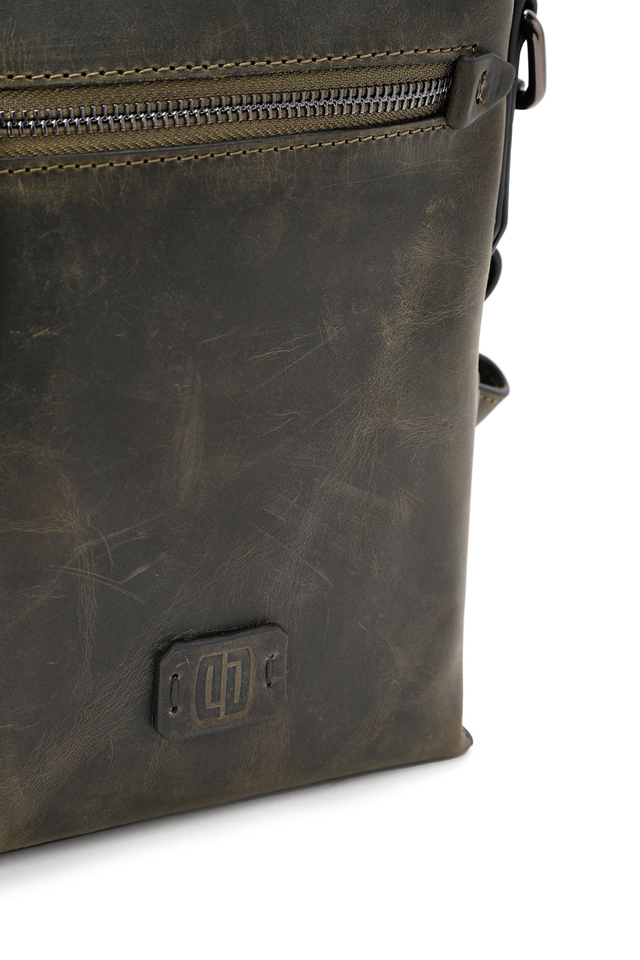 Men's Khaki Leather Messenger Bag