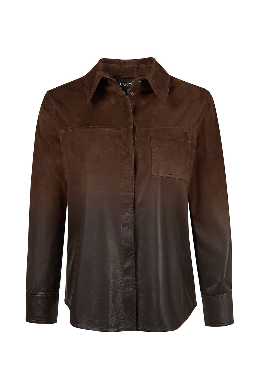 Monako Woman Brown Suede Leather Shirt