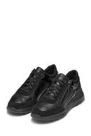 Geox Kadın Siyah Bağcıklı Kalın Tabanlı Deri Sneaker | Derimod