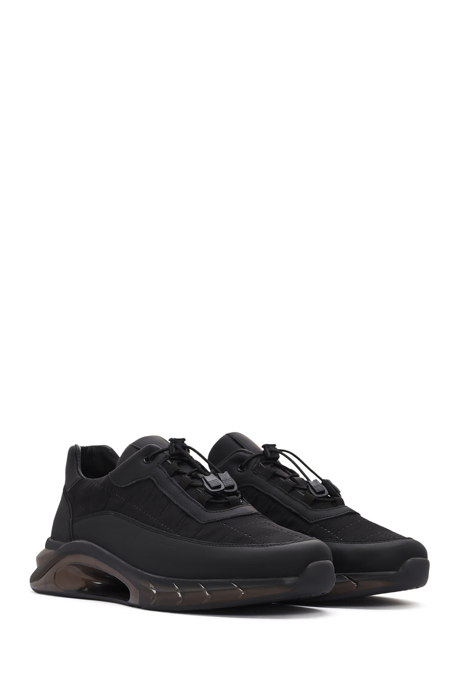 
Men's Black Thick Sole Lace-Up Leather Sneaker
