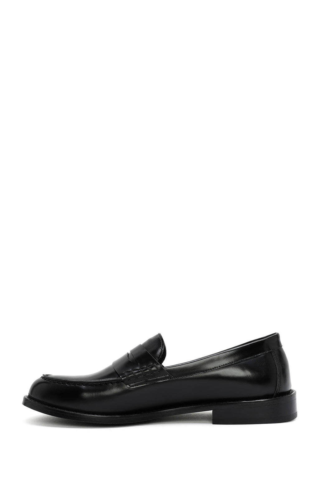 Kadın Siyah Deri Maskülen Loafer