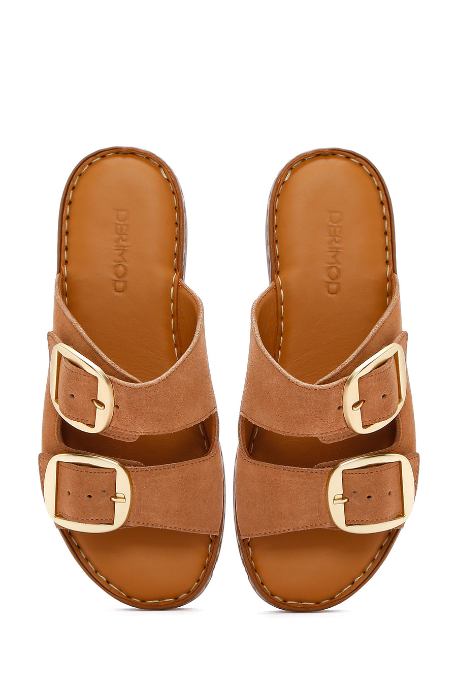 Woman Powder Buckled Suede Comfort Slipper