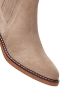 Women's Beige Suede Leather Chelsea Boots | Derimod