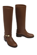 Women's Brown Buckled Leather Boot | Derimod