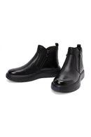 Men's Black Double Zipper Leather Casual Boots | Derimod