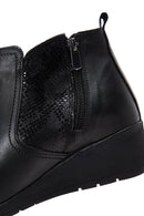 Women's Black Leather Wedge Heel Boots | Derimod