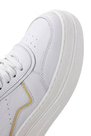 Women's White Leather Thick Soled Sneaker | Derimod