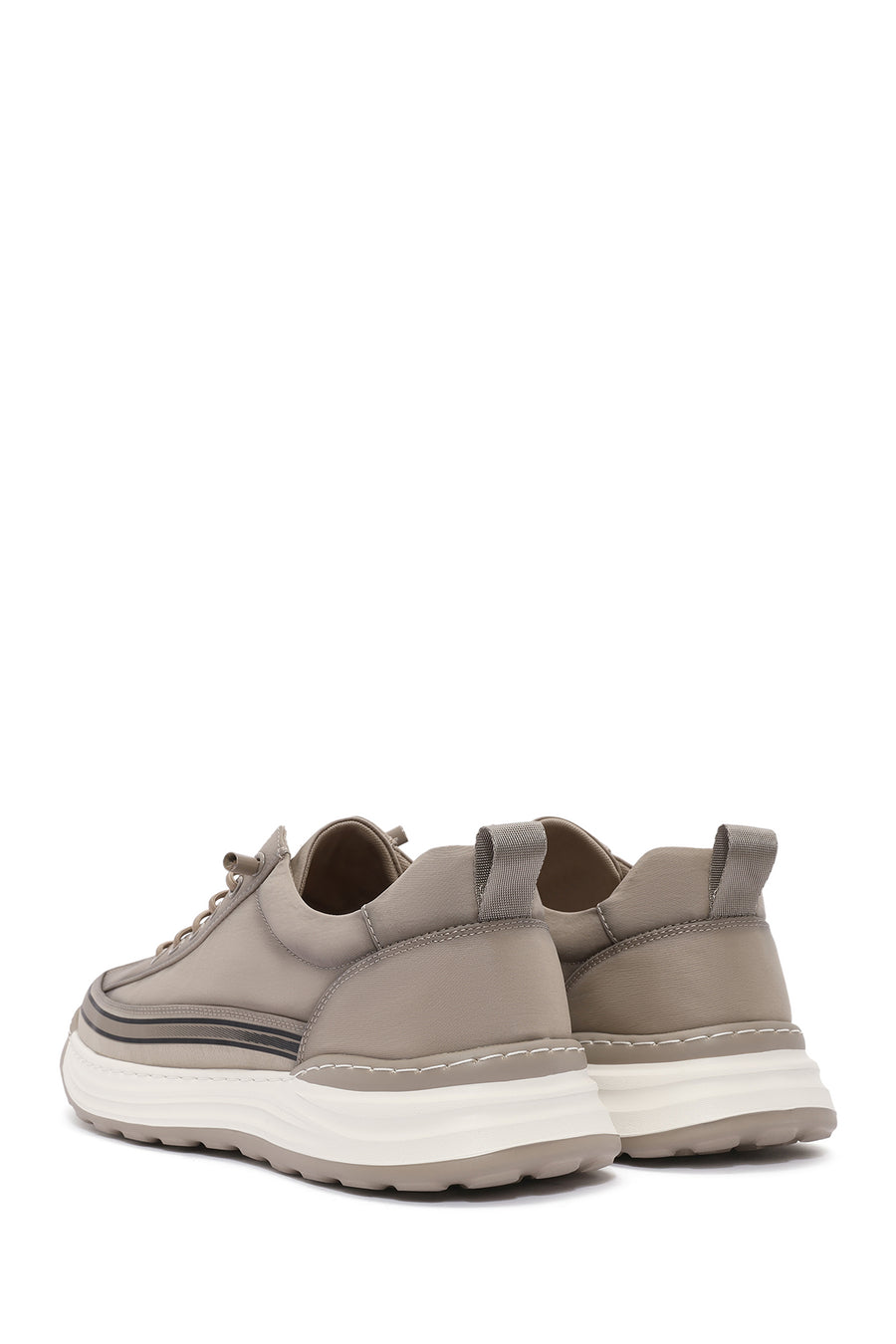 Erkek Bej Bağcıklı Kumaş Sneaker