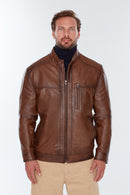 Ford (Plus) Men's Cognac Leather Jacket | Derimod