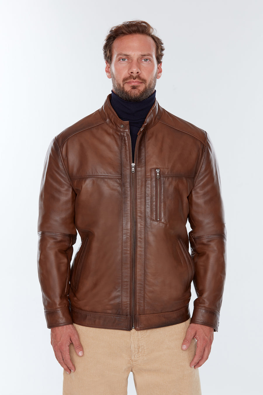 Ford (Plus) Men's Cognac Leather Jacket