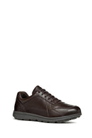 Geox Men's Brown Spherica Ec12 Lace-Up Leather Casual Sneaker | Derimod