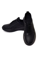 Male Black Lace-Up Thick-Soled Leather Sneaker | Derimod