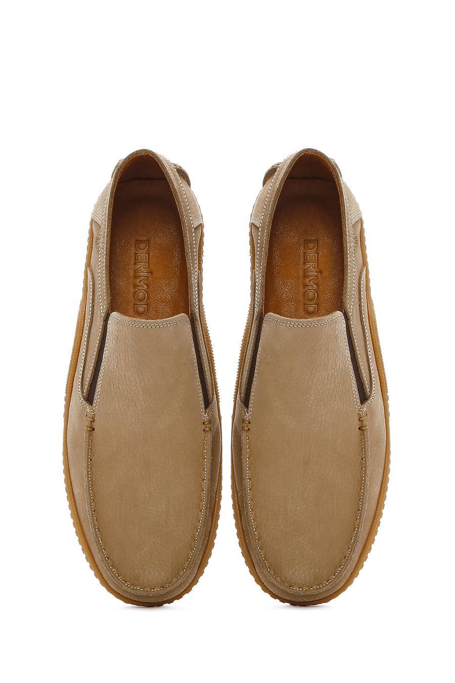 Erkek Bej Nubuk Deri Casual Loafer