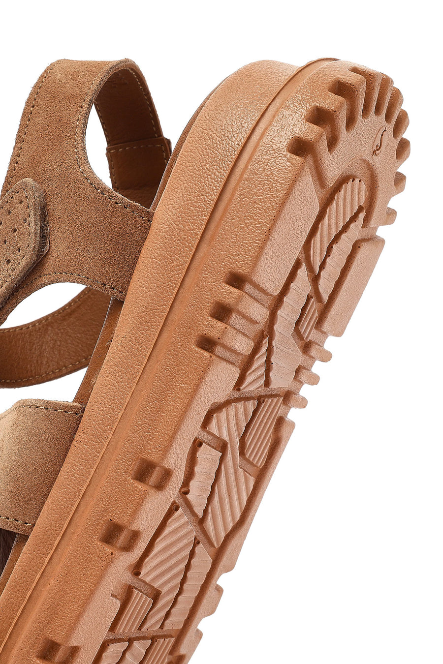 Women's Powder Pink Strapped Thick-Soled Suede Leather Comfort Sandals