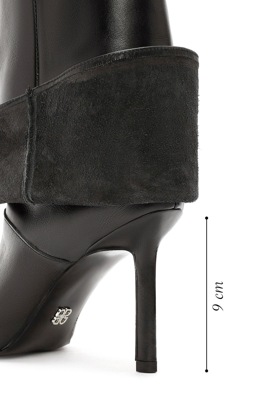 Women's Black Thin Heeled Leather Boots