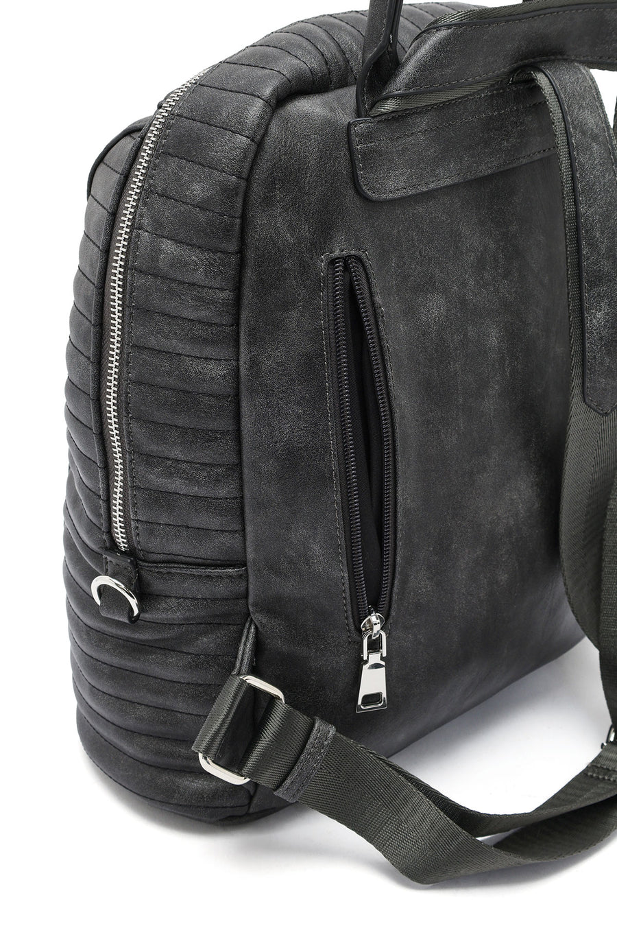Women's Gray Metal Detailed Backpack
