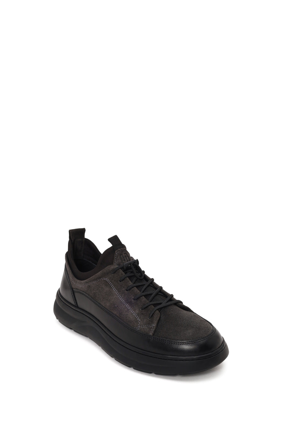 Male Gray Lace-Up Thick-Soled Leather Sneaker