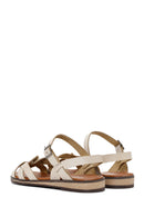 Women's Beige Ankle Strap Leather Bodrum Sandals | Derimod