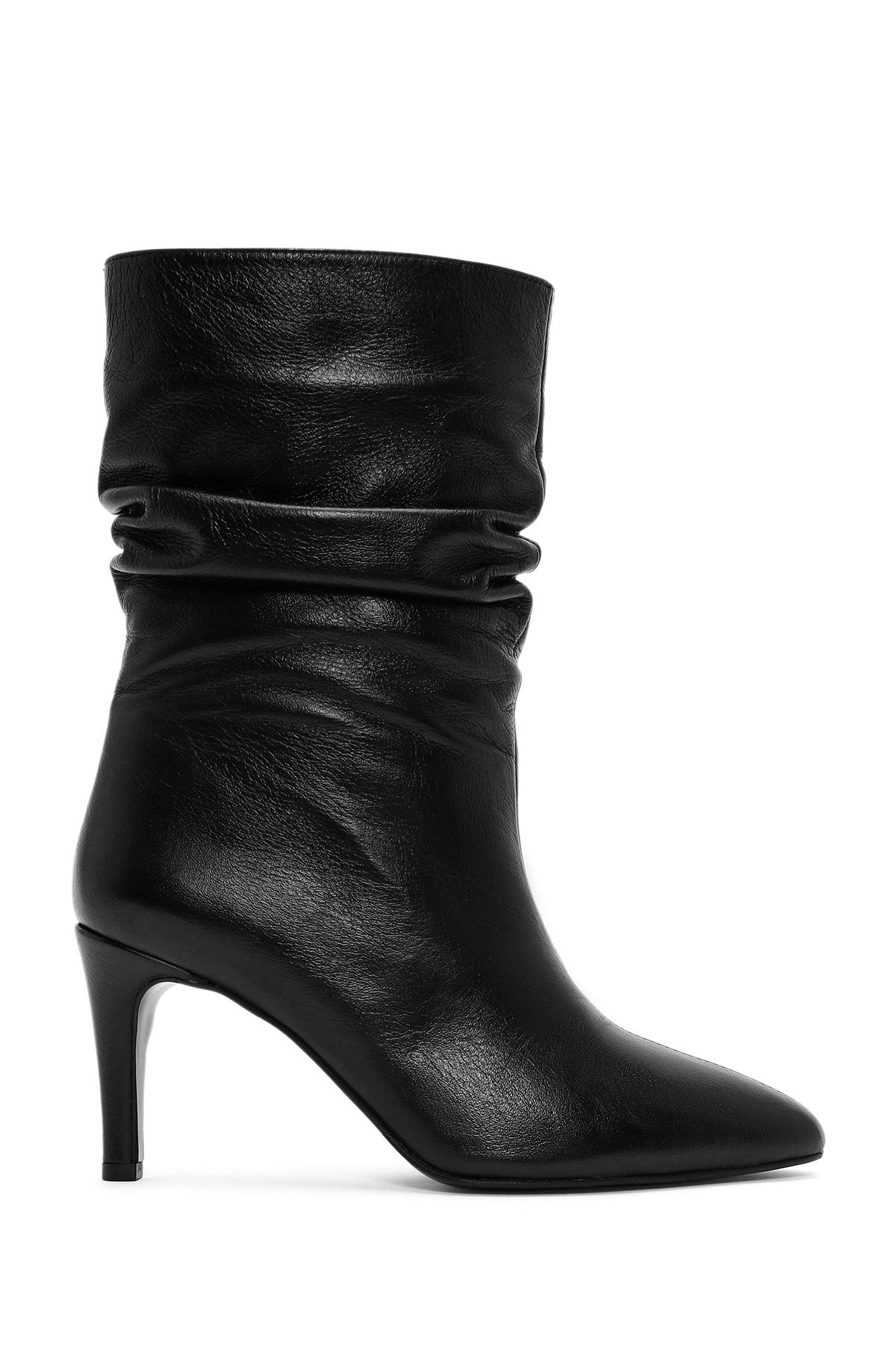 Women's Black Heeled Leather Boots 24WFD163318 | Derimod