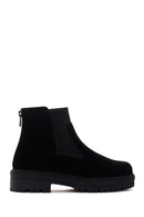 Women's Black Zippered Suede Leather Chelsea Boots | Derimod