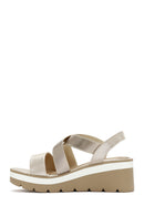 Women's Gold Wedge Heeled Sandals | Derimod