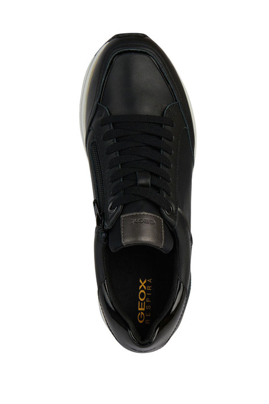 Geox Kadın Siyah Kency Kalın Tabanlı Bağcıklı Deri Sneaker