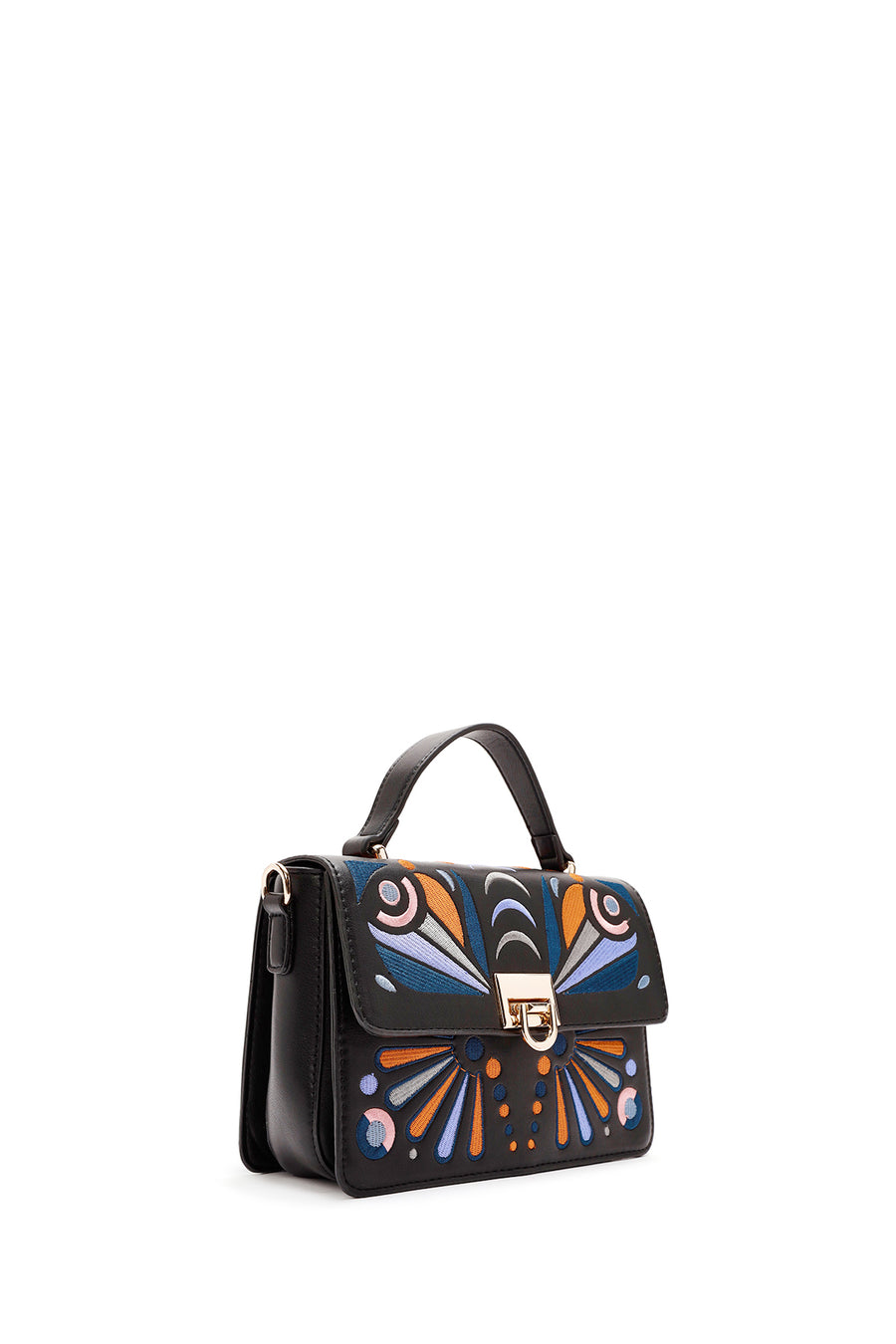 Women's Black Long Strap Printed Shoulder Bag