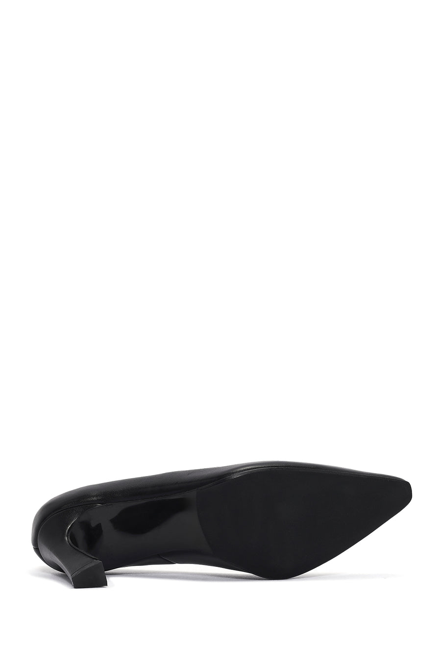 Women's Black Thin Heeled Leather Stiletto