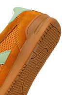 Women's Orange Lace-up Leather Sneaker | Derimod