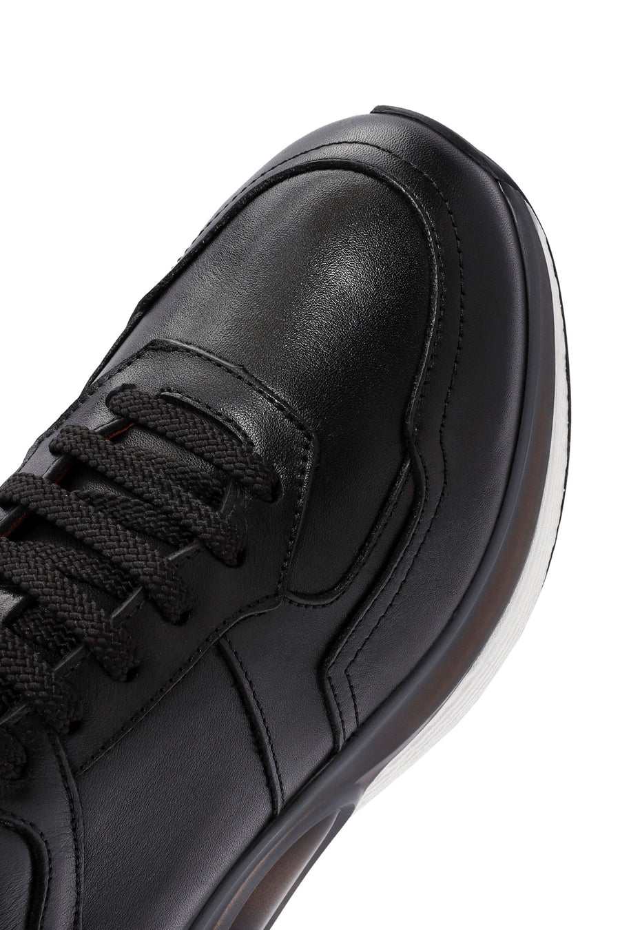 Men's Black Lace-up Leather Sneaker