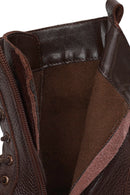 Woman Brown Zip Closure Thick-Soled Leather Combat Boots | Derimod
