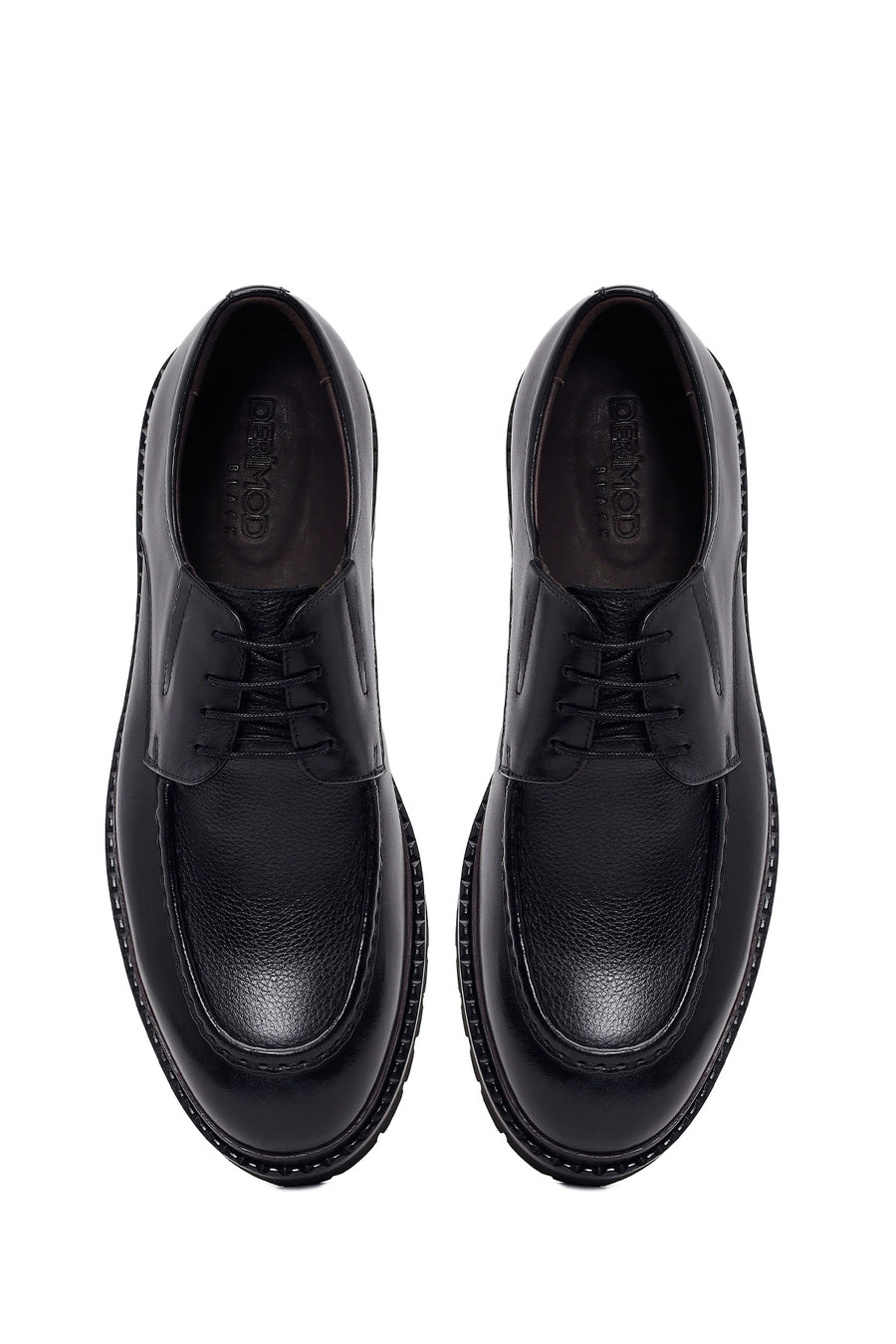Erkek Siyah Bağcıklı Kalın Tabanlı Deri Casual Ayakkabı