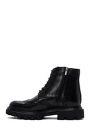 Men's Black Leather Zippered Boots | Derimod